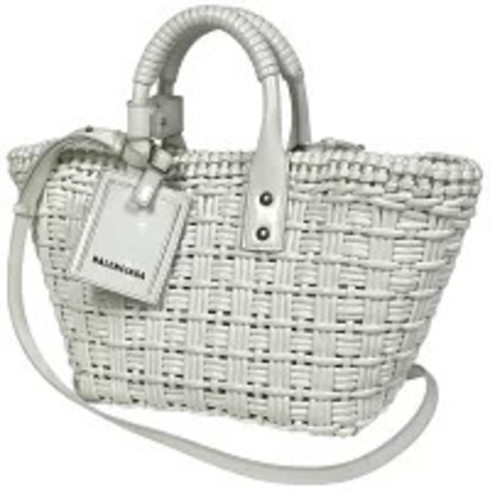 Balenciaga Bistro Basket Enamel Handbag Patent Vernis Leather White